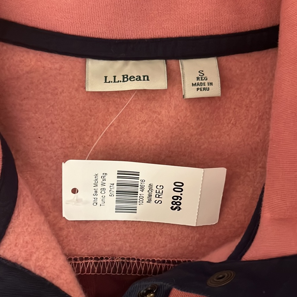 L.L. Bean Women's Quilted Sweatshirt, Mockneck Tunic Colorblock new with tags - Picture 2 of 3